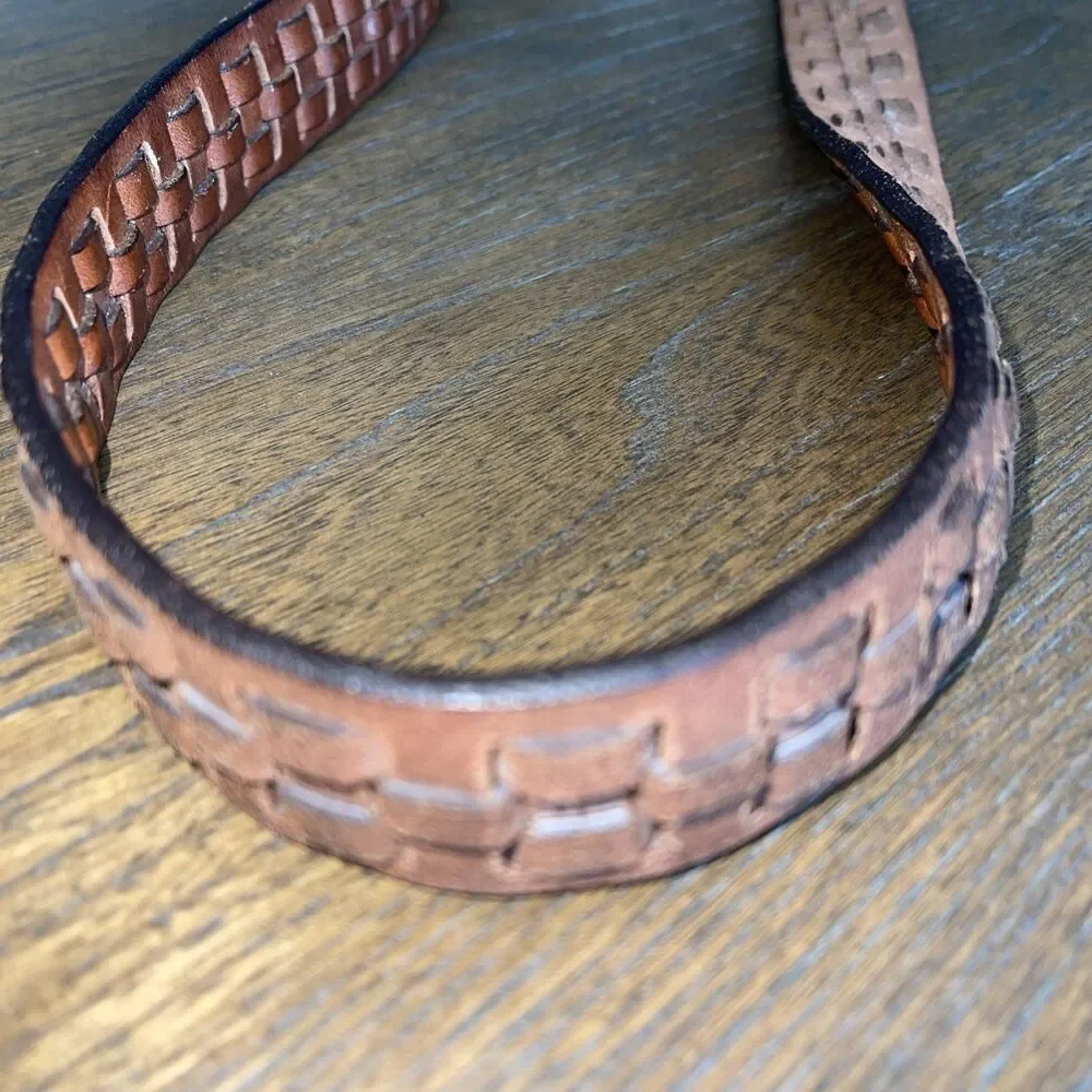 Chaps Ralph Lauren Leather Belt Men/Women Size 40/100 Brown Woven Classic